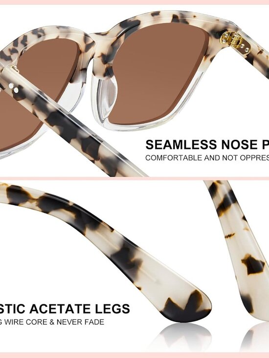 Women\'s Polarized Acetate Sunglasses - Small/Medium, UV400 Anti-Glare, Tortoise